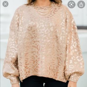 Gold Foil Leopard Print Sweater